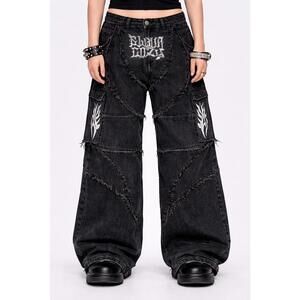 Riot Detachable Patchwork Baggy Jeans